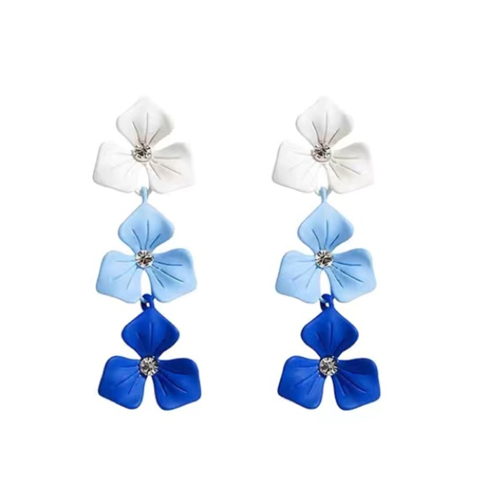 Free Flowing Shades of Blue Flower Earrings